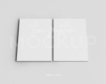A4 Poster Mockup, Minimalist White Paper, Front Back Journal Mock Up, Art Print (PSD)