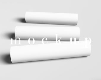 Rolled Poster Mockup, A3 A4 A5 White Paper PSD Smart Object(Digital Download)