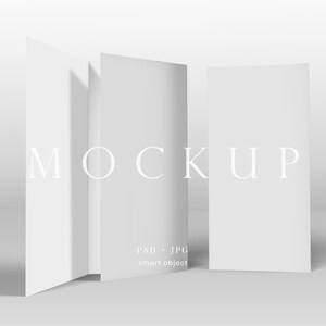 Standing Trifold Brochure Mockup, Fold Wedding Invite Program, A4 Flyer Minimalist (PSD Digital Download)
