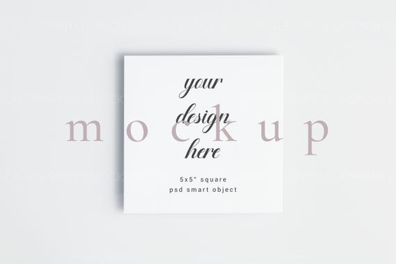 5x5 Square Card Mockup, Modern Square Mockup Simple White, Blank Card Mockup for Wedding, Editable PSD Mockup, Smart Object Digital Download
