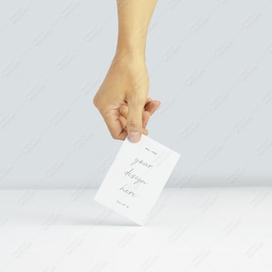 Greeting Card Mockup Holding, Card Mockup With Hands, 3.5x5 Card Mock Up, Minimalist Boho Card Mockup, Card in Hand, White Invitation Mockup