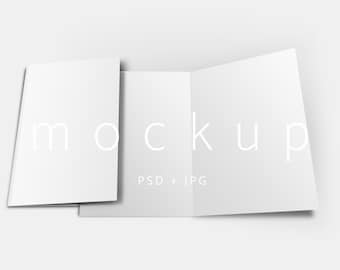 Folded Card Mockup: Minimalist Bifold, Invitation, A4 Brochure (PSD Digital Download)