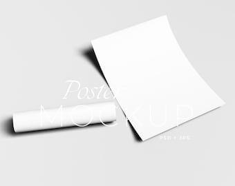 Rolled Paper Mockup, A4 Portrait PSD Smart Object, Digital Download