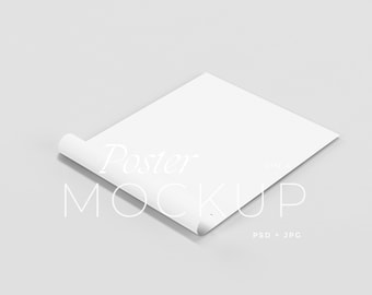 A4 Paper Poster Mockup, Rolled Print, Flyer Design (PSD Digital Download)