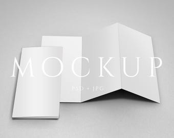 Trifold Brochure Mockup: A4 Flyer, Menu, Wedding Invitation (PSD Digital Download)