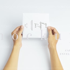 Envelope Invitation Mockup, 4x6 Mockup, Minimalist Wedding Mockup, 6x4 Card and Envelope Mockups, Hand Card Mockup, Invite Card Mockup