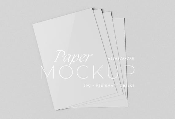 Stackable Print Mockup, A4 A5 A3 Poster Flatlay, Minimalist White Paper (PSD Digital Download)