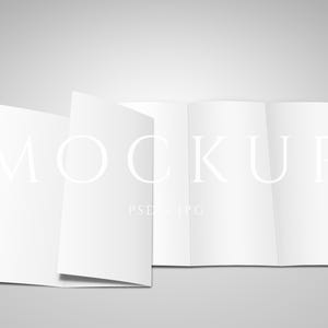 Trifold Brochure Mockup, Folded Wedding Program, Tri-fold Mockup PSD for Invitation, Marketing Flyer, Menu Table Number Template Stationery