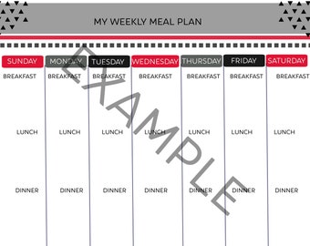 Weekly Meal Tracker Digital Download