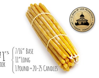 100% Pure Beeswax Tapers (#1's Thick)