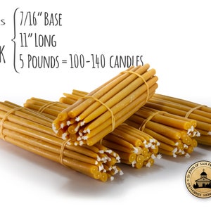 5 Lbs - 100% Pure Beeswax Tapers (#1's Thick)