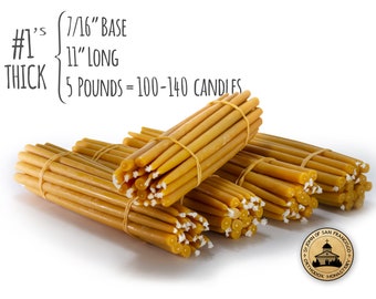 5 Lbs - 100% Pure Beeswax Tapers (#1's Thick)