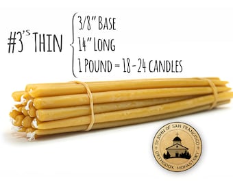 100% Pure Beeswax Tapers (#3's Thin)