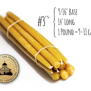 100% Pure Beeswax Tapers (#3's)