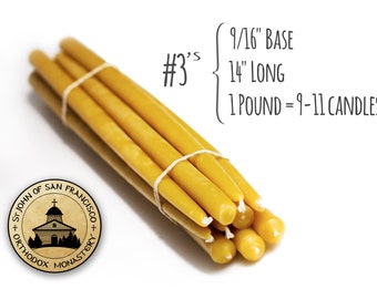 100% Pure Beeswax Tapers (#3's)