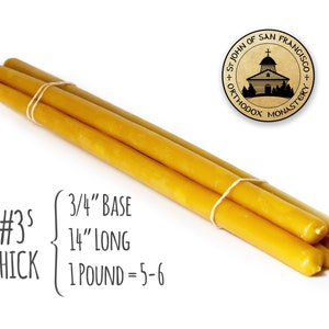 100% Pure Beeswax Tapers 3's Thick image 2