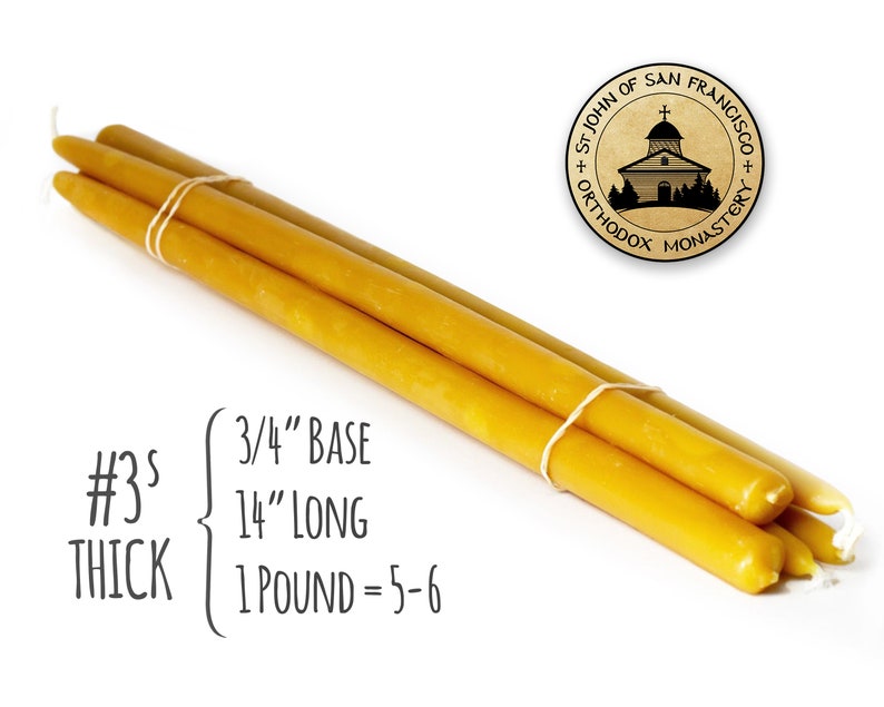 100% Pure Beeswax Tapers 3's Thick image 2