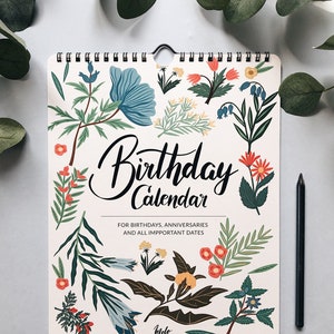 Perpetual Birthday Calendar, Birthday Botanical Calendar