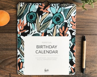 Perpetual  Birthday Calendar, Birthday gift, Perpetual Flowers Planner, Family birthday board, Date Keeper, Wall Calendar, Botanical Planner