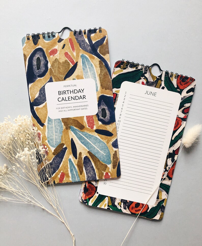 Floral Perpetual Birthday Calendar Birthday Giftperpetual Etsy