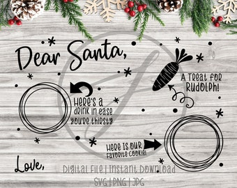 Dear Santa | Milk and Cookies | Our | Multiple Names | V2 | Christmas Eve | Serving Tray | SVG | PNG | Digital Download | Holiday | Carrot