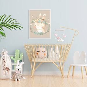 Printable poster, Bunny Boho, print your own poster, children&#39;s room poster, baby room poster, digital art, poster, bunny