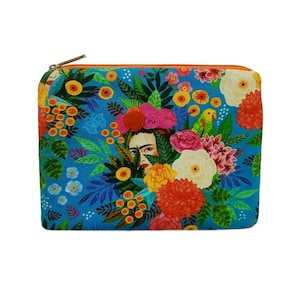 Kosmetiktasche Schminktasche Kramtäschchen Hola Frida Viva Mexiko Blau