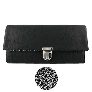 Geldbörse MAXI Portemonnaie Damen Geldbeutel Kunstleder Vintage Schwarz Blütenranken