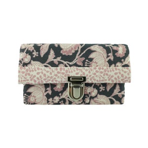 Geldbörse MEDIUM Portemonnaie Damen Geldbeutel Barock Blumen Grau Rosa
