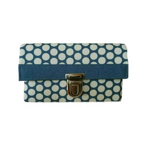 Geldbörse MEDIUM Portemonnaie Damen Geldbeutel Punkte Dots Blau Weiß