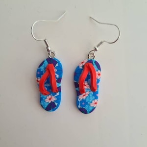 Flip flop dangle/drop earrings. Colourful summer themed footwear earrings.