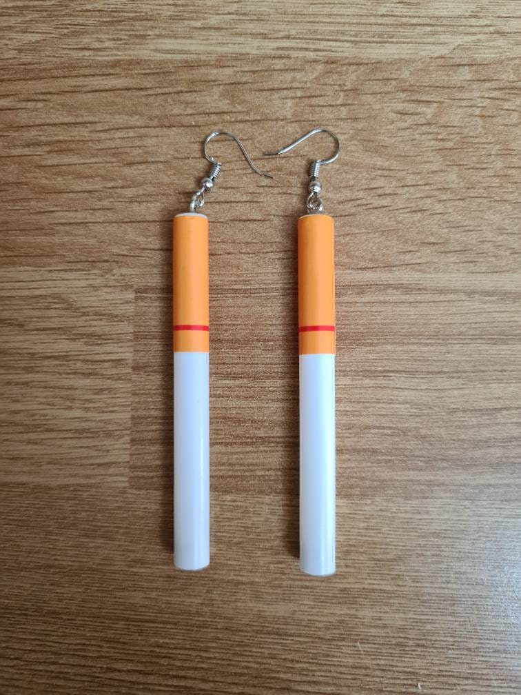 Fag/Cigarette dangle,drop earrings, gift for men, gift for woman, cigarette  lovers, smokers, nicotine lovers, novelty funny earrings