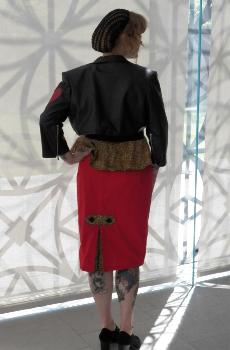 Vintage Clothing Pin-Up Custom Made- Bolero Jacket- Heart on your Sleeve- Faux Leather- 50/'s Vintage Style Rockabilly Women/'s Clothing