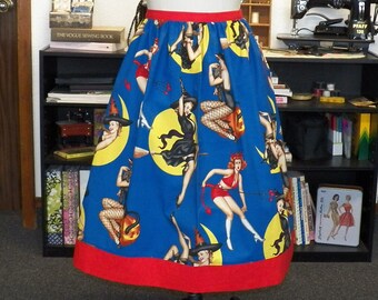 Bewitched- Gathered Skirt- Waist 32"- Hip 42"- Length 28.5"- Size 16- 50s Vintage PinUp Rockabilly Vintage Dress Womens (Inv #4000)