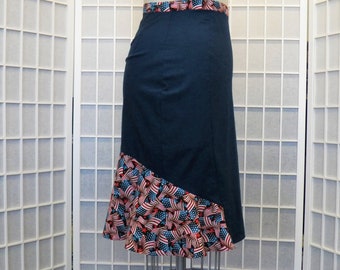 Americana- Flounce Pencil Skirt- Waist 30.5", Hip 40.5", Size 14- Vintage Style Pin-Up Rockabilly Womens Clothing (Inv #1000)