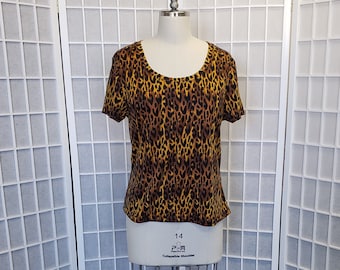 Leopard Print- Small T-shirt- Bust 36" to 38"- Custom T-shirt- Handmade Women's Clothing (Inv # 2007)