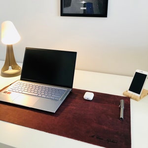 Personalized Genuine Leather Burgundy Desk Mat image 1