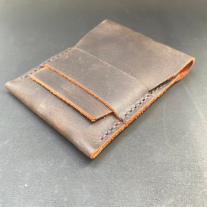 Echtleder total handgemachtes Mini Portemonnaie, Kartenhalter (Schwarz, Braun)
