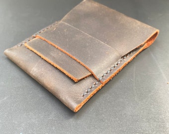 Genuine leather totally handmade mini wallet, card holder ( Black, brown)