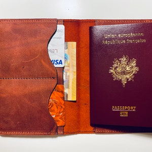 Monedero de viaje de cuero de caballo loco personalizado, caja de pasaporte