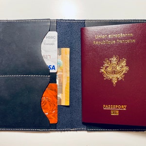 Personalizar cartera de viaje, porta pasaportes hecho de cuero genuino