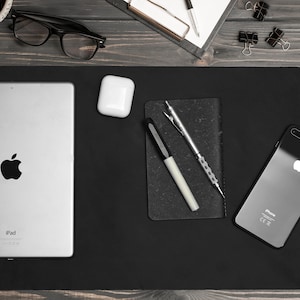 Personalized, genuine leather desk blotter