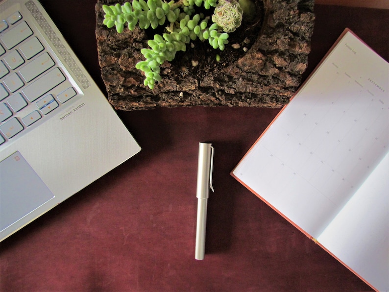 Personalized Genuine Leather Burgundy Desk Mat image 3