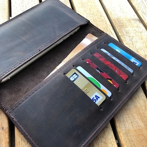 Portefeuille de téléphone fait main en cuir personnalisé, compatible pour tous les téléphones