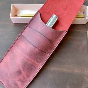 Pen case made of high quality genuine leather, personalized