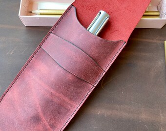 Pen case made of high quality genuine leather, personalized