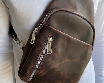 leather sling backpack purse
