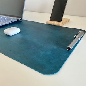 Personalized Genuine Leather Ocean blue Desk Mat