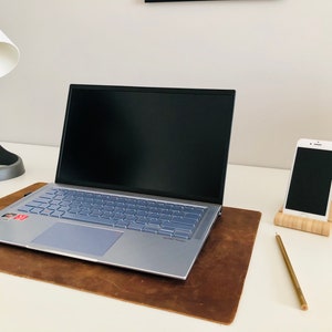 Personalized Genuine Leather Brown Desk Mat