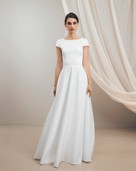 simple wedding dress satin